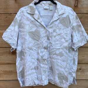 ERIKA tan& White tropical leaves top